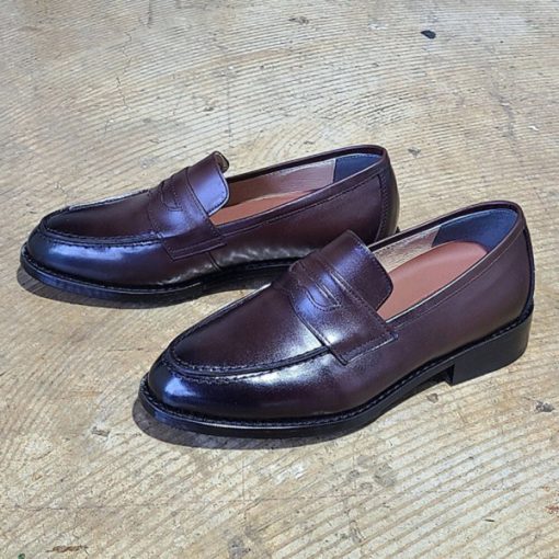 KRSJK 핸드 워싱 태닝가죽 슬립온 페니로퍼/드라이빙 페니 레더 슬리퍼뮬 블로퍼