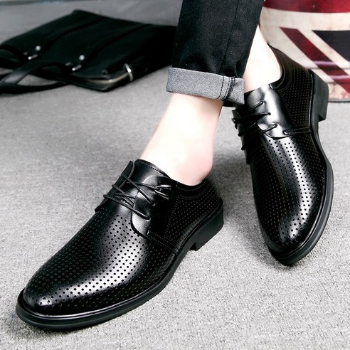 Rewbuy남성용 캐주얼 통기성 중공 가죽 신발